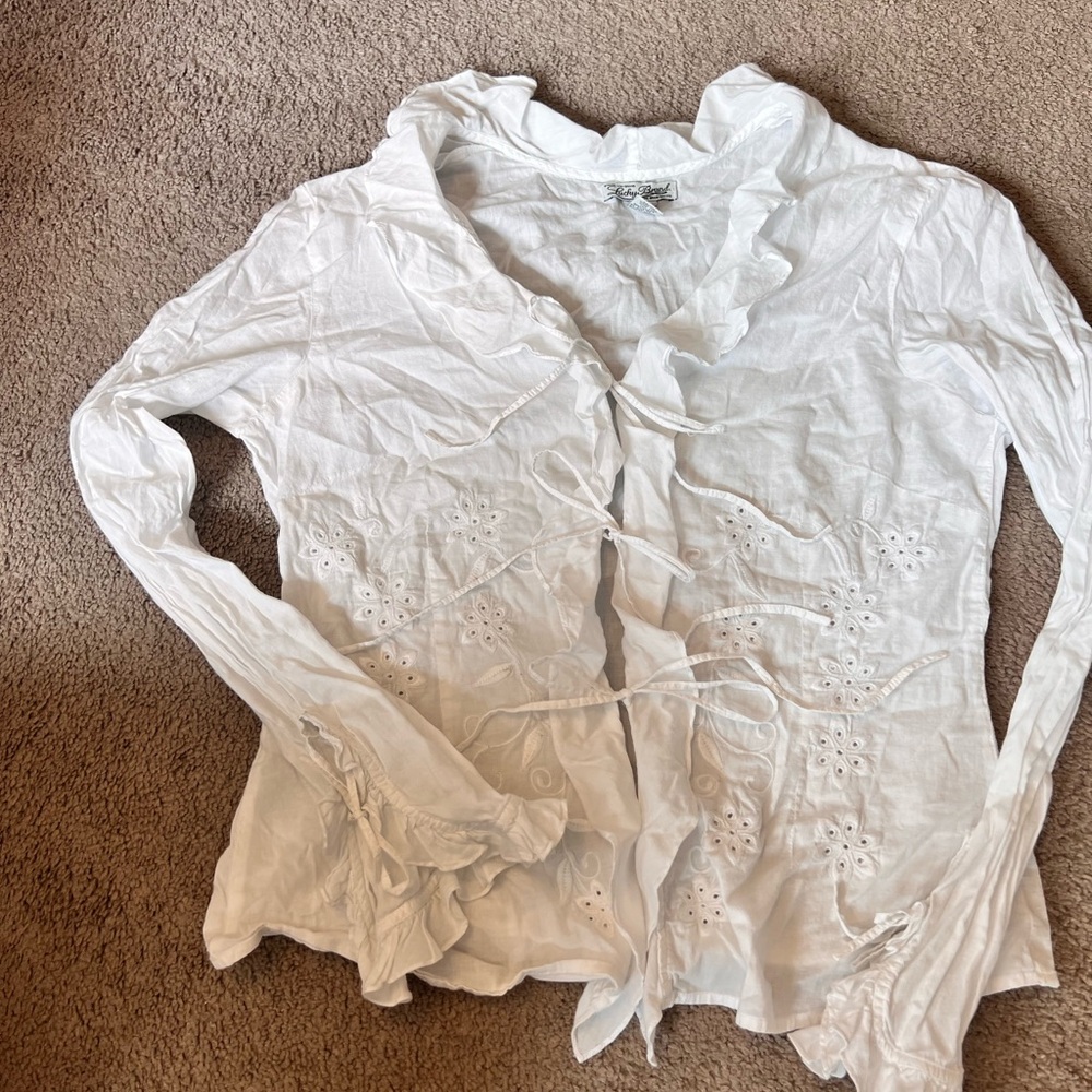 Lucky Brand Cream Ruffled Blouse